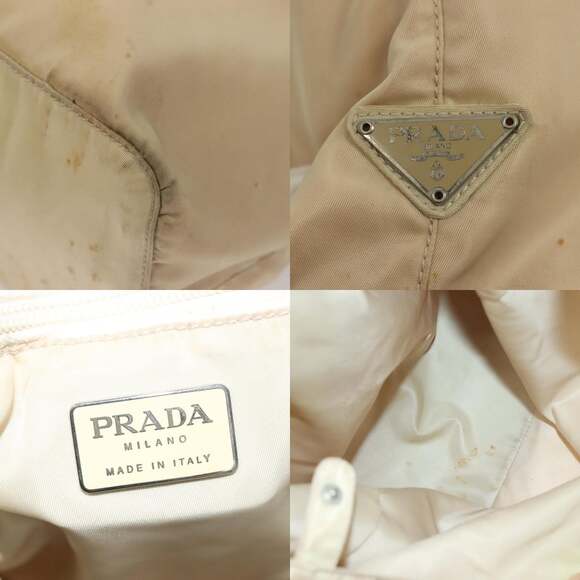 PRADA Hand Bag Nylon Beige Silver - Picture 11 of 12